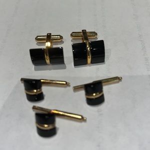 Black and 14kt Gold Filled Cufflinks and Studs